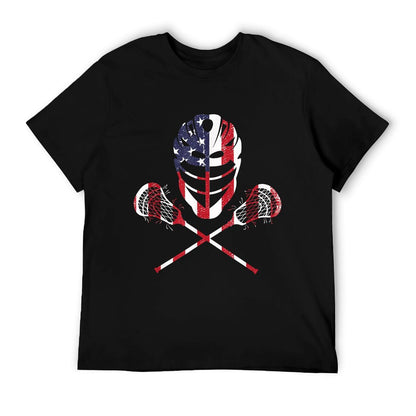 Lacrosse American Flag Lax Helmet Sticks 4th Of July T-Shirt