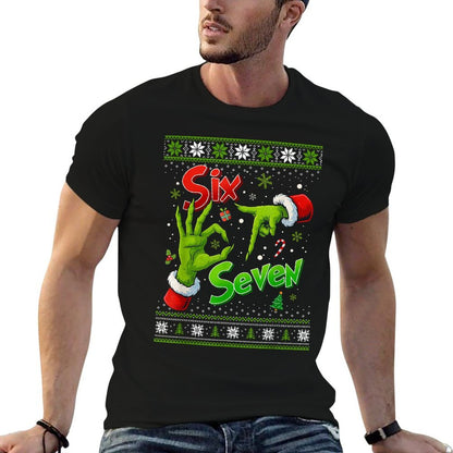 Funny 67 Christmas Pajamas Six Seven Meme Brainrot  Rolled Sleeves T-Shirt