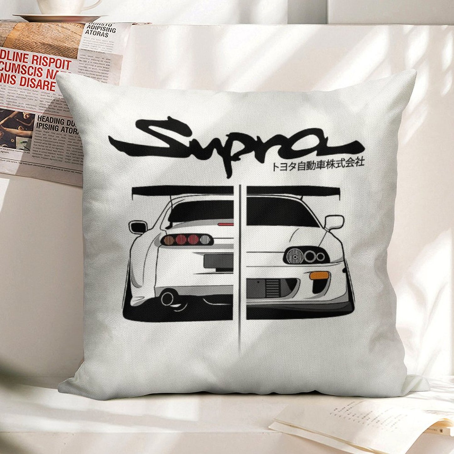 Toyota Supra MK IV - CarCorner Linen Throw Pillow Cover