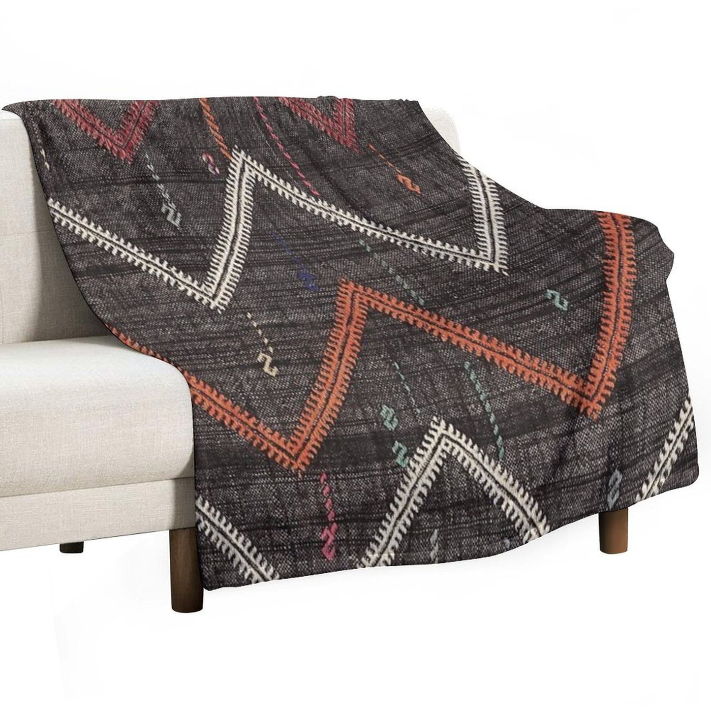 Old Kilim Fragment Throw Blanket