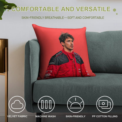 Charles Leclerc F1 Driver Scuderia Ferrari F1 Sweaty Soft Shrink-Resistant Throw Pillow
