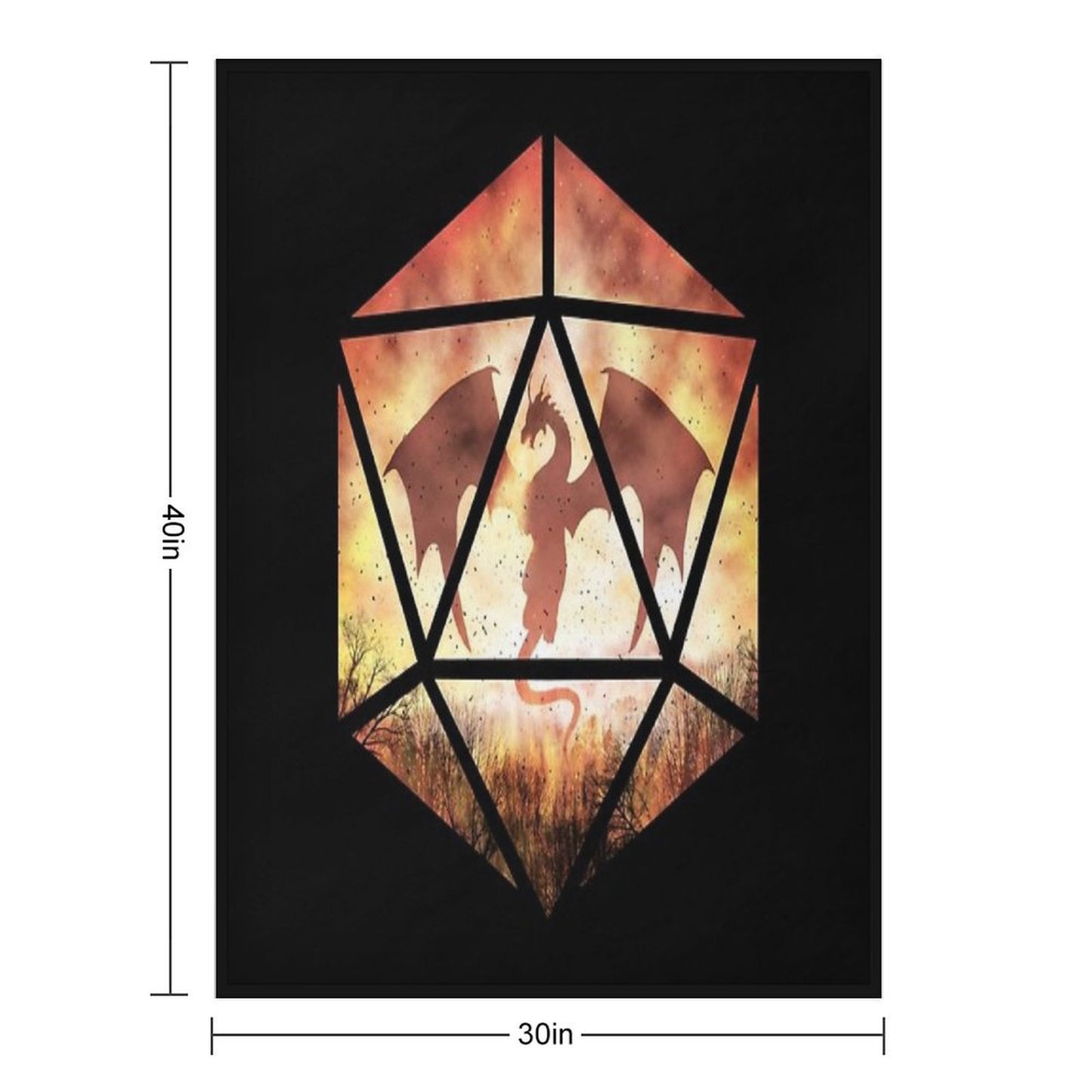 Fire Dragon D20 Throw Blanket