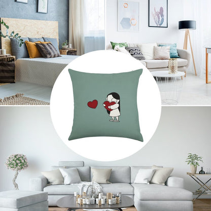 Catana Hearts Linen Throw Pillow Cover