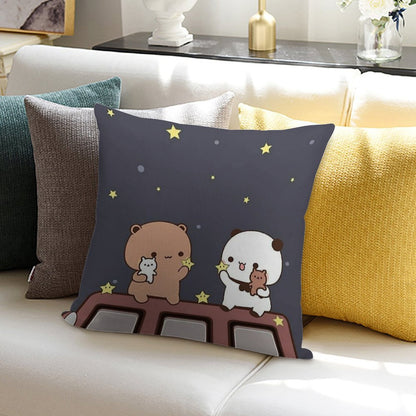 Bubu And Dudu Watching The Moon Together Soft Washable Throw Pillow