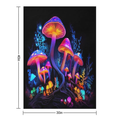 MAGIC MUSHROOMS PSYTRANCE TAPESTRY Throw Blanket