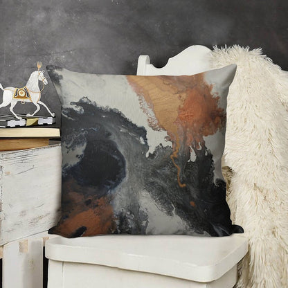 Mono Copper Linen Throw Pillow Cover