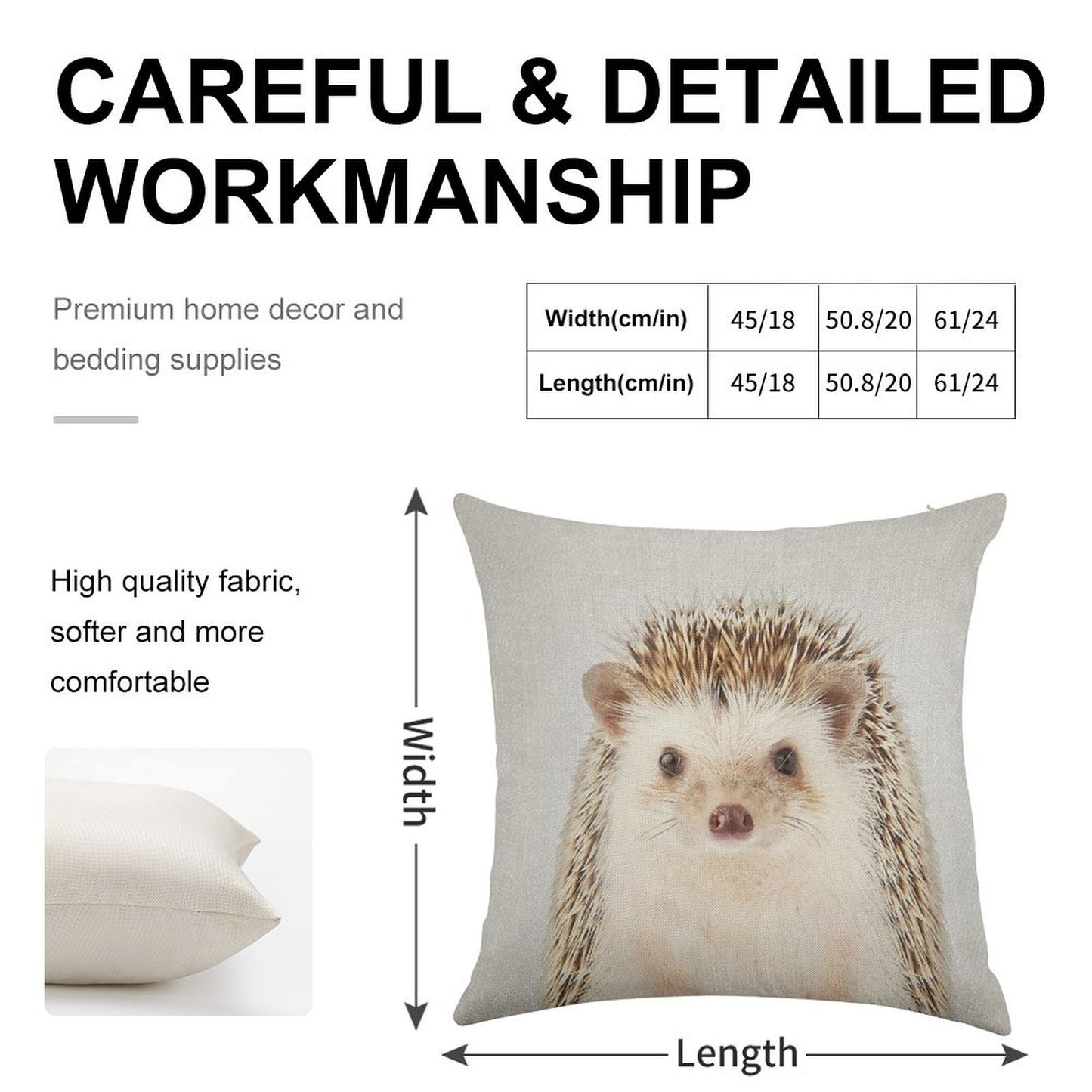 Hedgehog - Colorful Linen Throw Pillow Cover