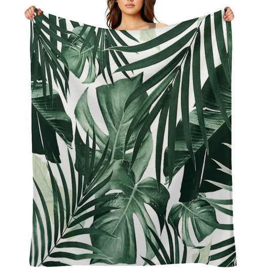 Tropical Jungle Leaves Pattern #4 #tropical #decor #art Throw Blanket