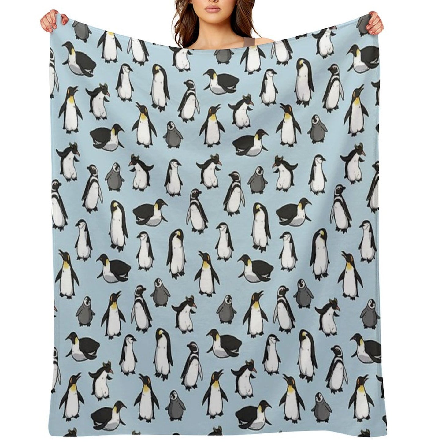 Cute Penguin Pattern Throw Blanket