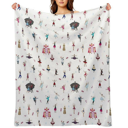 Nutcracker Ensemble - White Throw Blanket