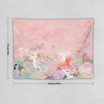 Pastel Blush Watercolor Ombre Floral Watercolor Tapestry