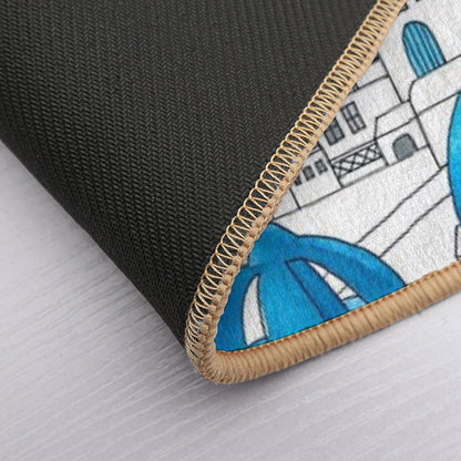 Santorini Blue And White Paradise Bath Mat