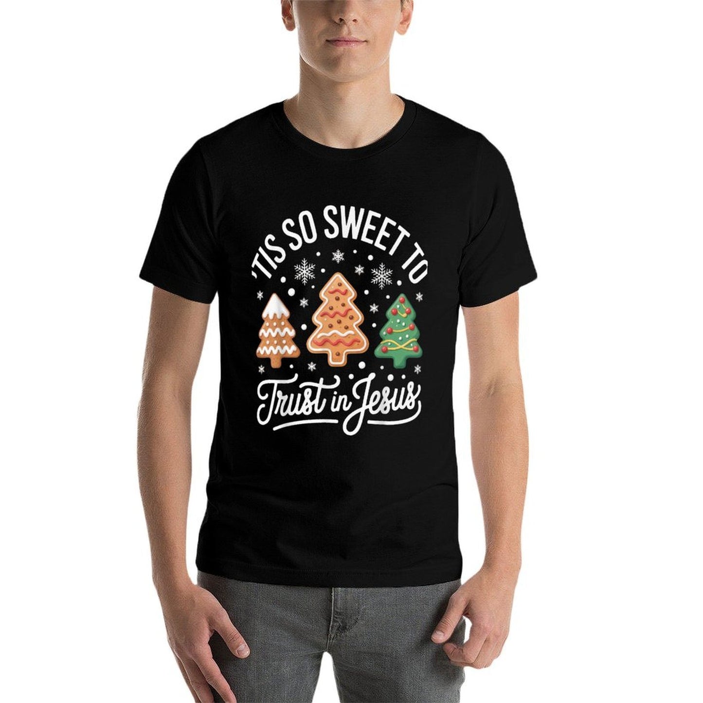 Tis So Sweet to Trust in Jesus for Faithful Christmas  Eco-friendly Material T-Shirt