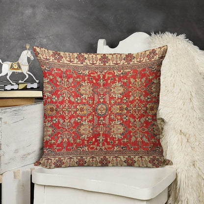 Turkish Carpet Linen Throw Pillow Cover