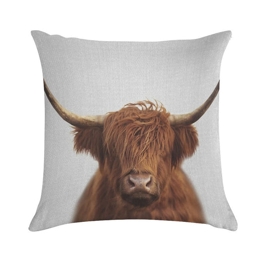 Highland Cow - Colorful Soft Decorative Cover Throw Pillow