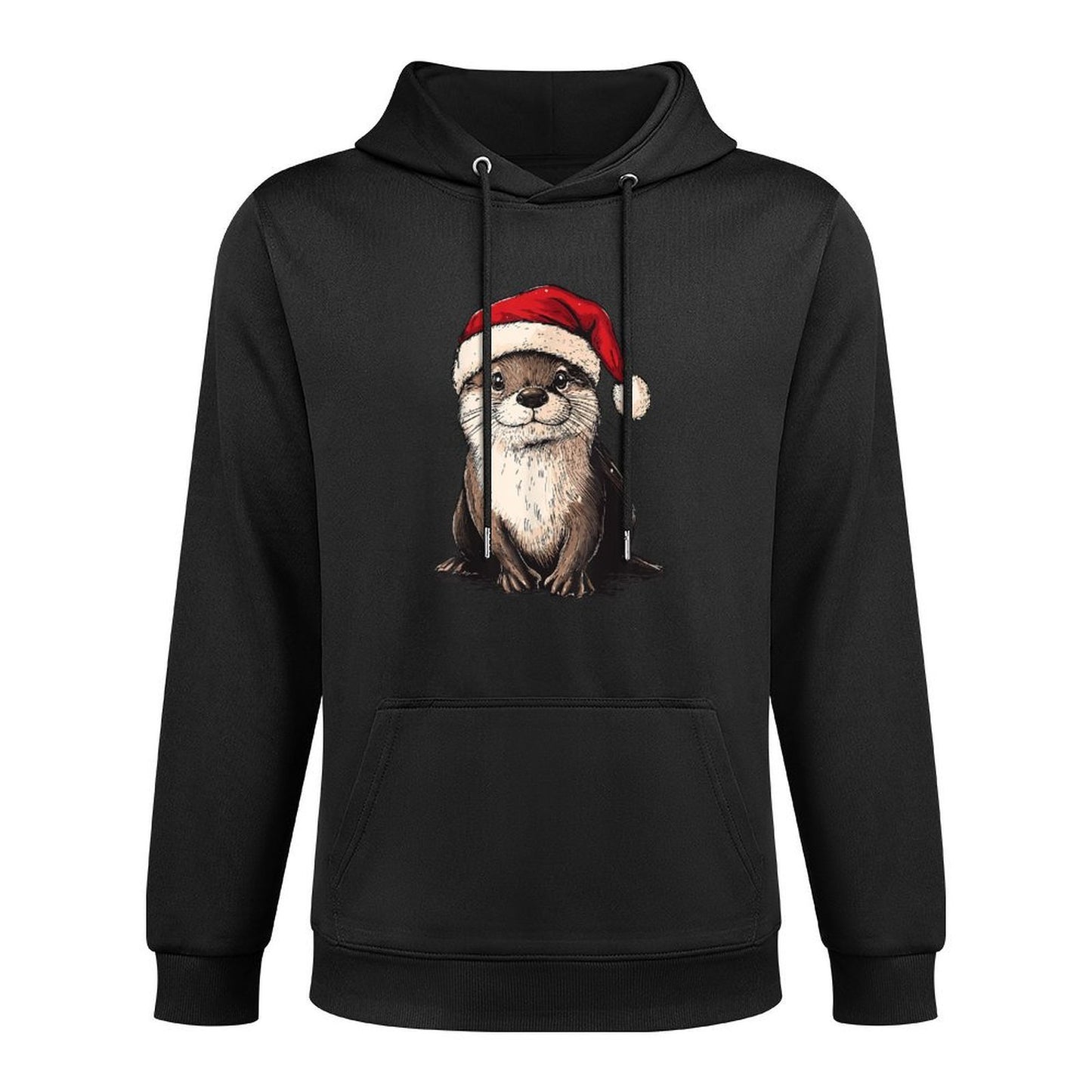 Funny Otter Santa Hat Xmas Otter Lovers Christmas Pajama Shape Retention Hoodie