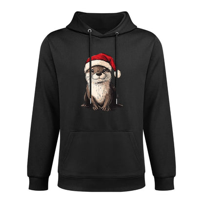 Funny Otter Santa Hat Xmas Otter Lovers Christmas Pajama Shape Retention Hoodie