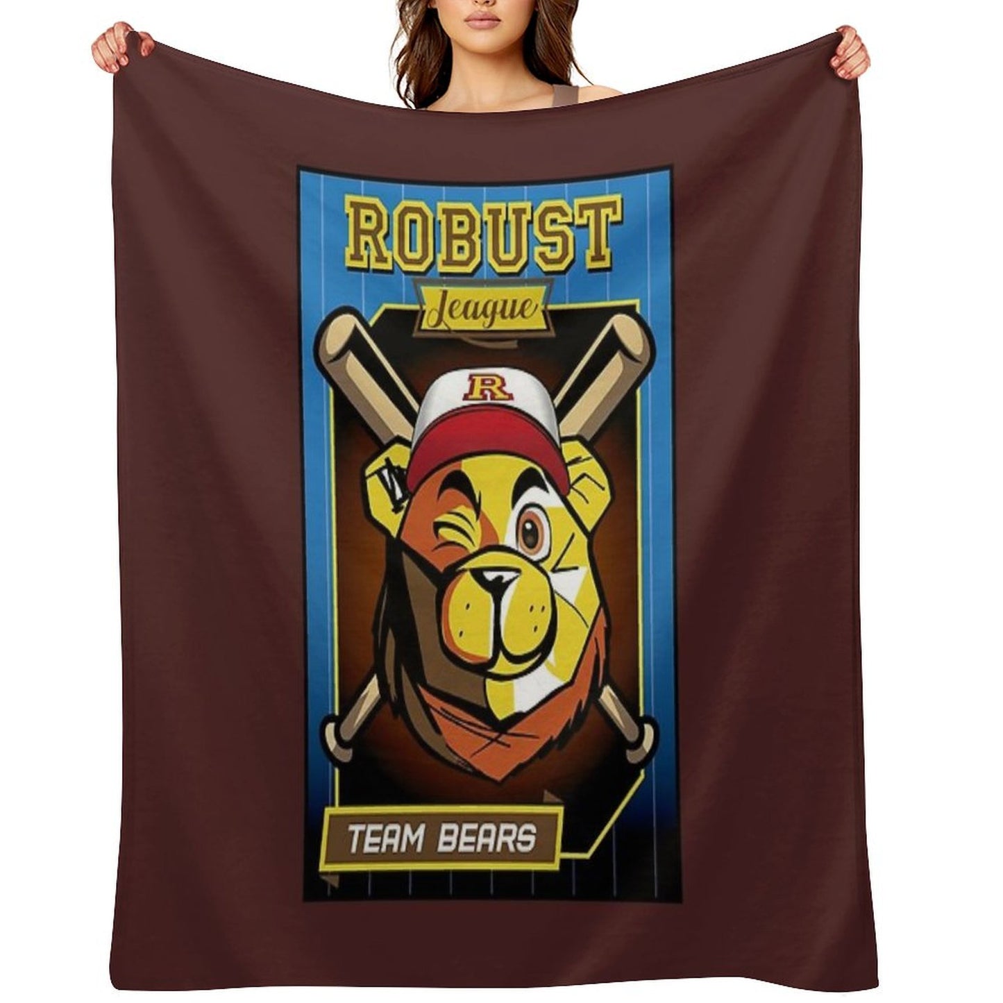 ROBUST BEAR BASEBALL CARD BEARS Throw Blanket