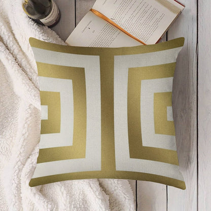 Gold Greek Stripes Linen Throw Pillow Cover