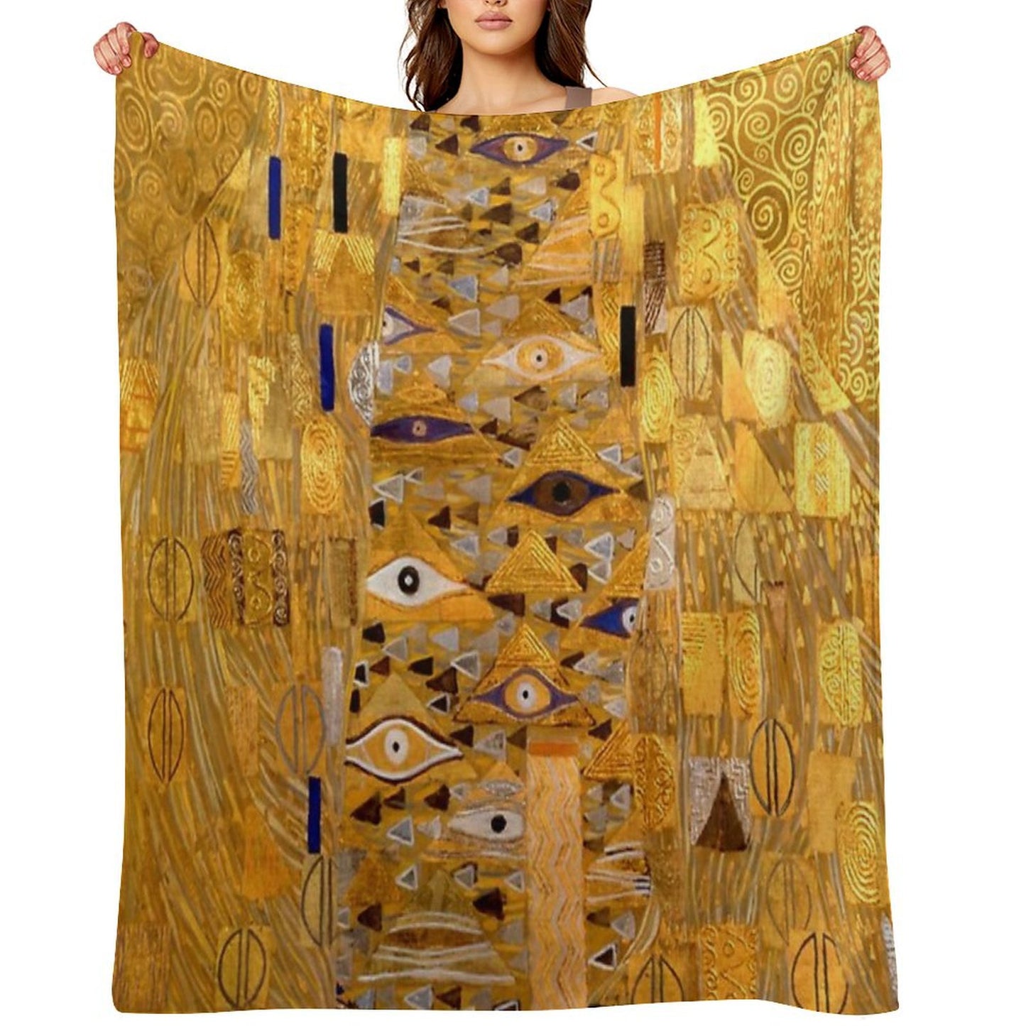 Adele Bloch-Bauer I - Detail by Gustav Klimt Gold Throw Blanket