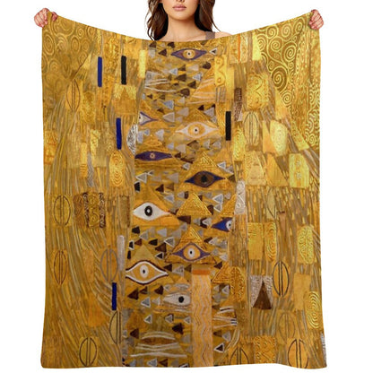 Adele Bloch-Bauer I - Detail by Gustav Klimt Gold Throw Blanket