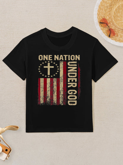 One Nation Under God 4th Of July Patriotic Christian Kids T-Shirt