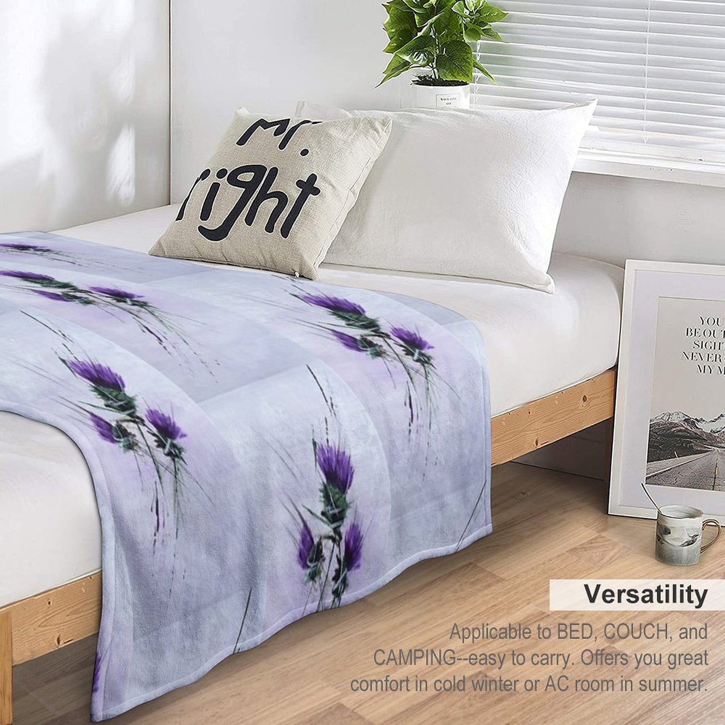 Scottish Thistles Artwork in A Contemporary Style Throw Blanket