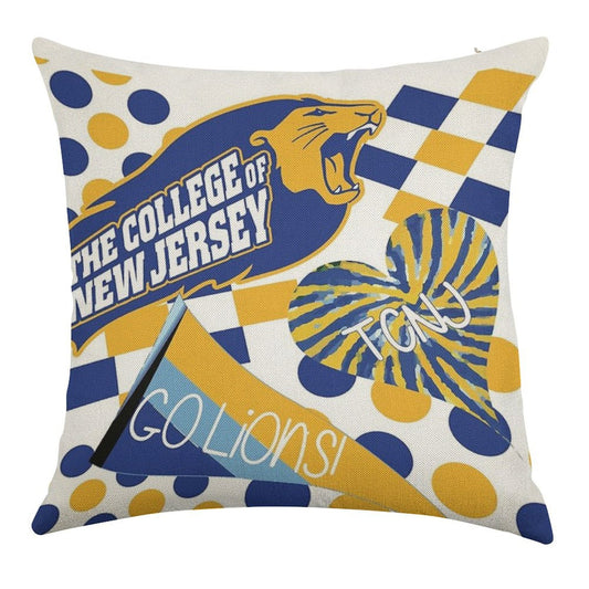 The College of New Jersey Collage Linen Throw Pillow Cover