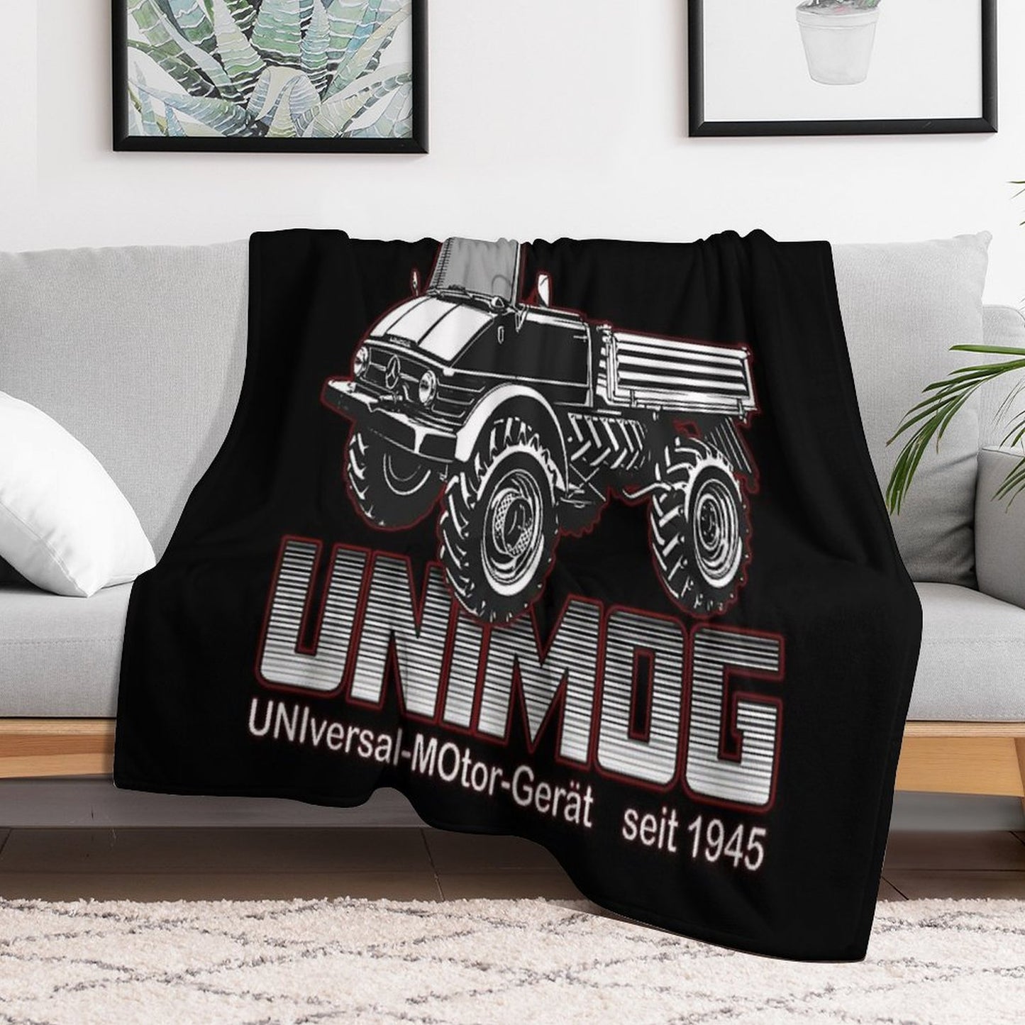 THE GREAT UNIMOG (UNIversal-MOtor-Gerät) - on Black Throw Blanket