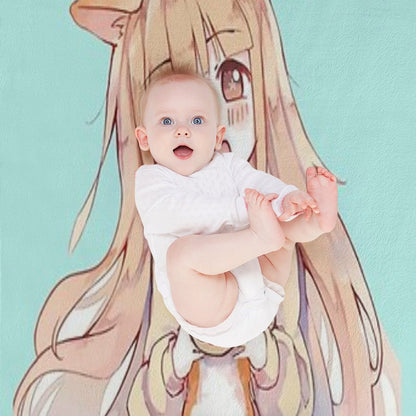 Kawaii Anime Girl Throw Blanket