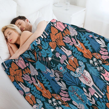 Animals of Canada. Forest, Plants, Mountains, Mushrooms Throw Blanket