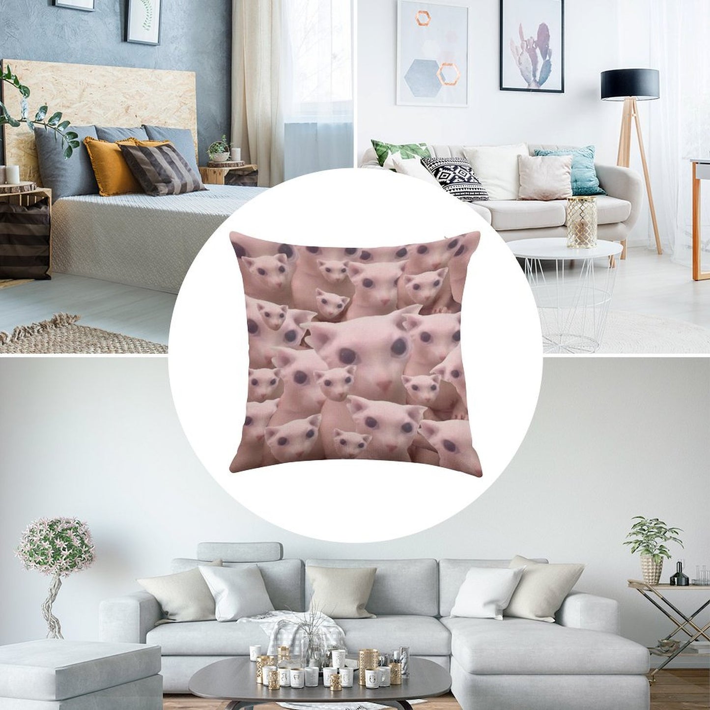 Bingus Pattern Linen Throw Pillow Cover