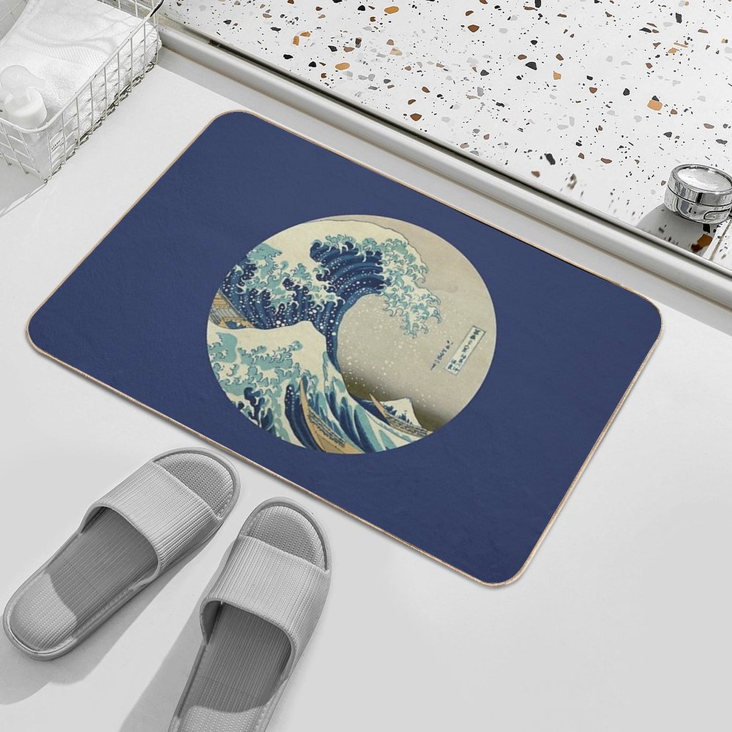 Great Wave Off Kanagawa Circle Bath Mat