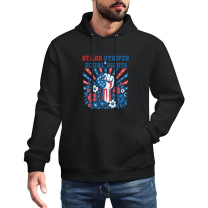 Stars Stripes And Equal Rights 4th July Patriotic Activist Medium-Weight Fabric Hoodie