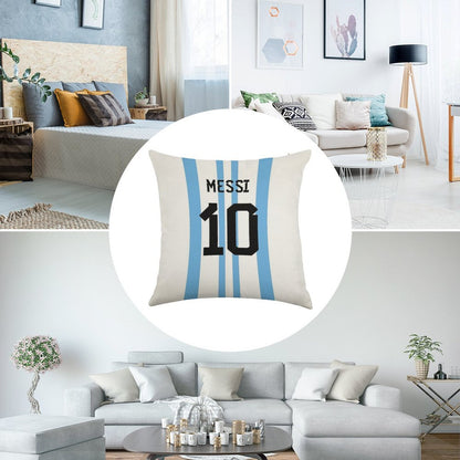 Messi 10 Linen Throw Pillow Cover