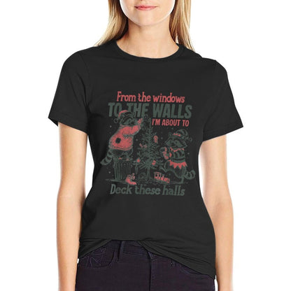 Retro from The Windows to The Walls Funny Raccoon Christmas  Fade-proof Color T-Shirt