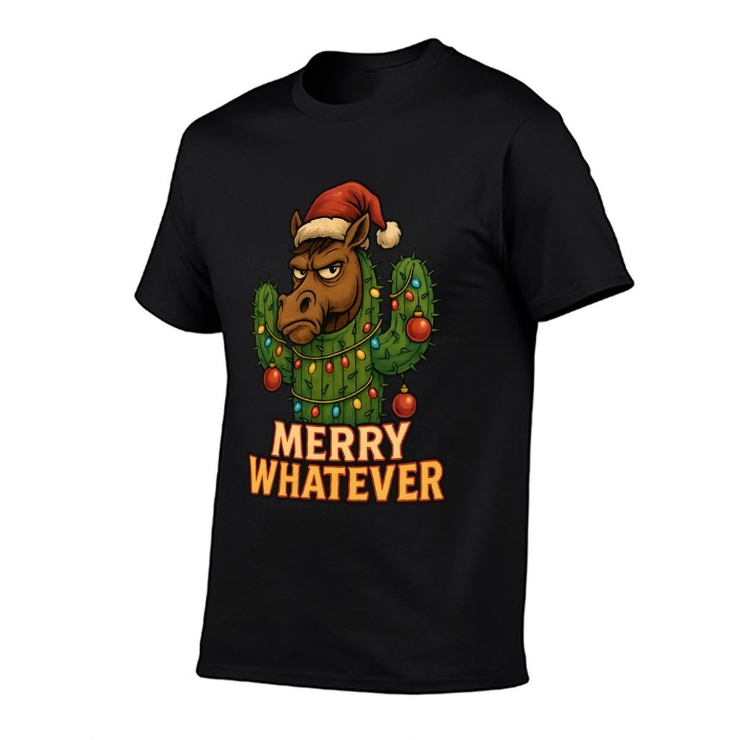 Funny Christmas Horse, Merry Whatever Sarcastic Humor Sweatshirt  Slim-fit Cut T-Shirt