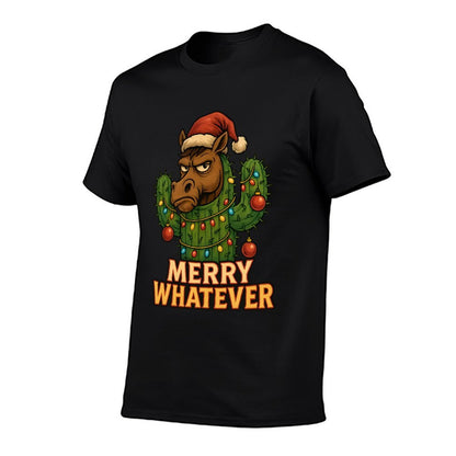 Funny Christmas Horse, Merry Whatever Sarcastic Humor Sweatshirt  Slim-fit Cut T-Shirt