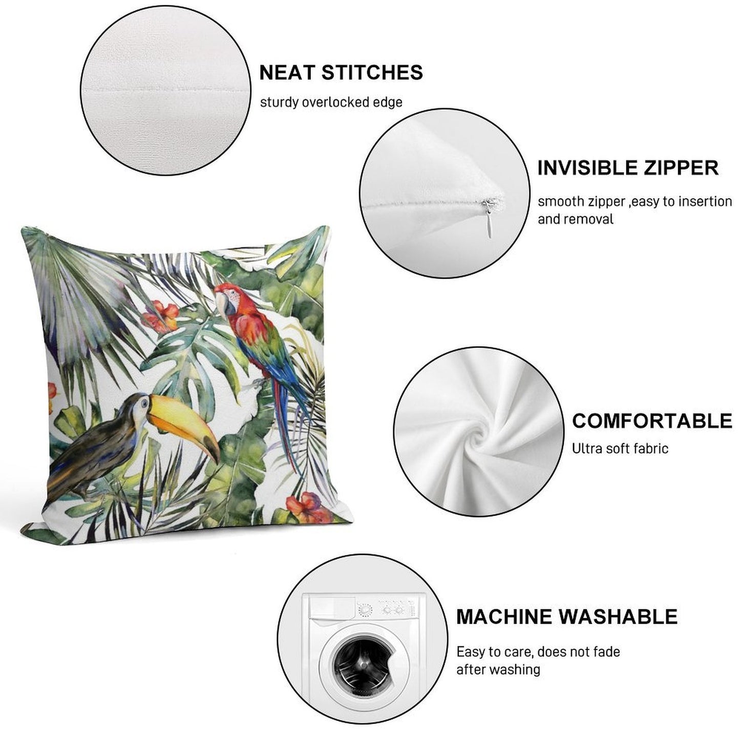 TROPICAL JUNGLE Soft Bedroom Essential Throw Pillow