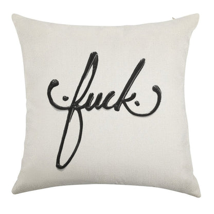 Cursive Curse Linen Throw Pillow Cover