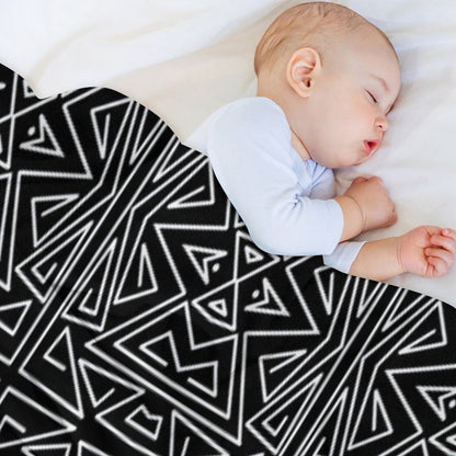 Zanzibar - Geometric Abstract in Black And White Throw Blanket