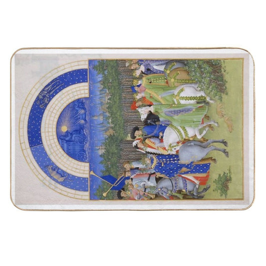 Les Très Riches Heures Du Duc De Berry 15th Century by Frères De Limbourg  Long-Lasting Bath Mat