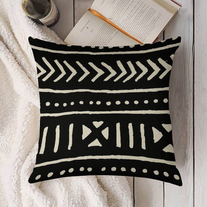 African Mud Cloth Black And White Linen Throw Pillow Cover