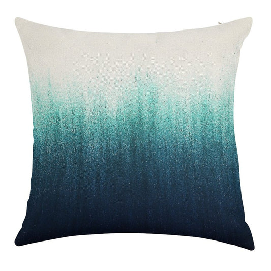 Teal Ombre Linen Throw Pillow Cover