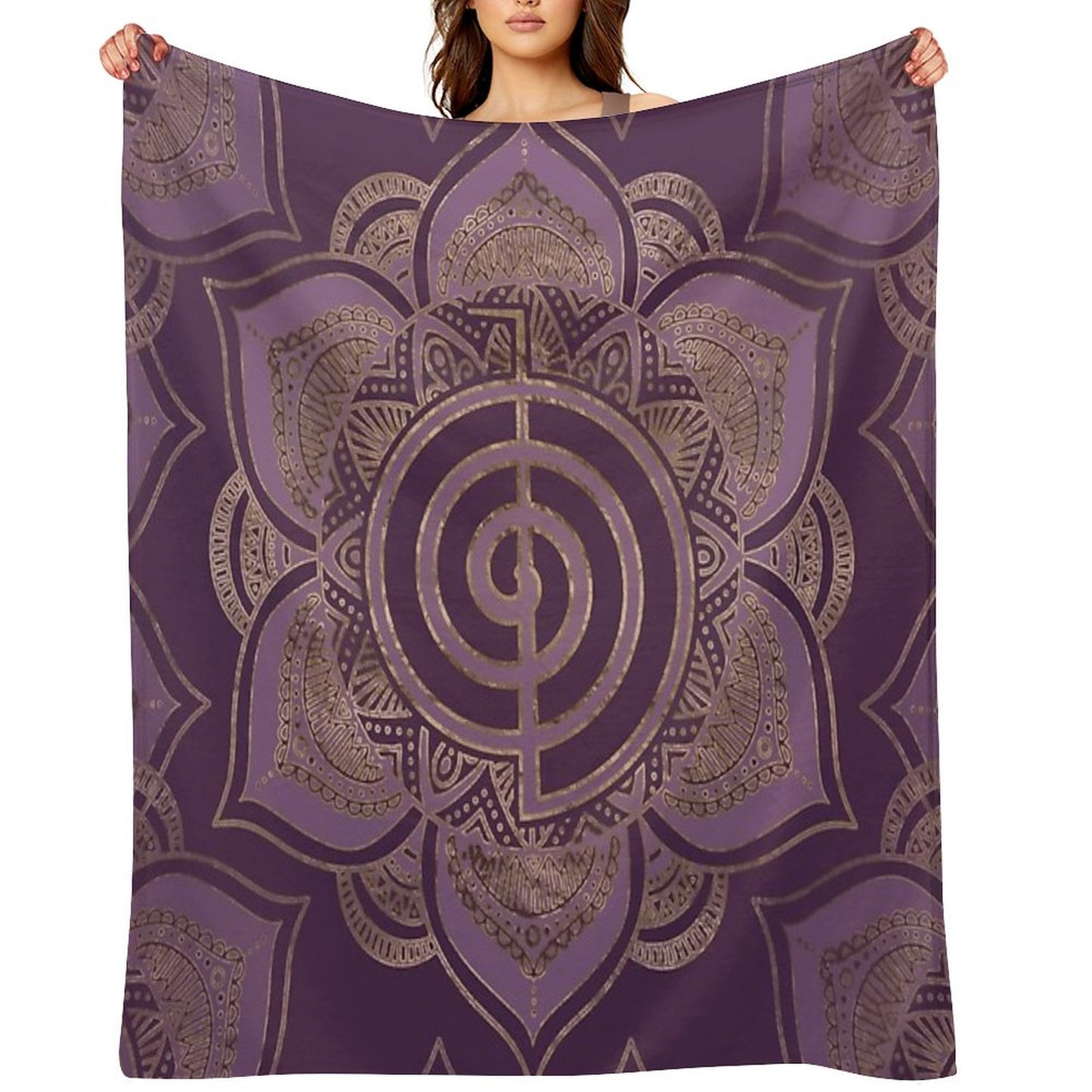 Reiki Cho Ku Rei - Pastel And Gold Throw Blanket