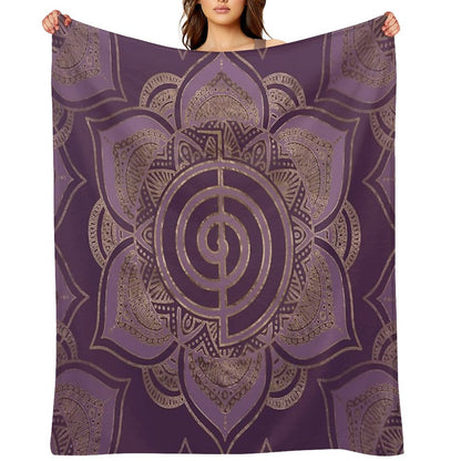 Reiki Cho Ku Rei - Pastel And Gold Throw Blanket
