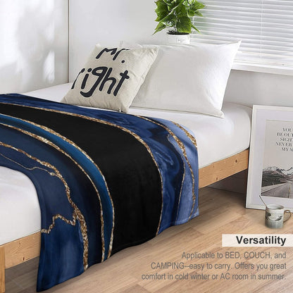 Abstract Blue And Gold Modern Geode Agate Design Throw Blanket