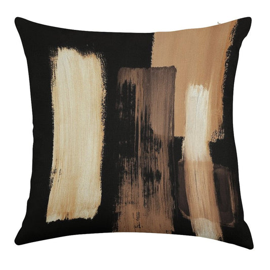 Black Brown Linen Throw Pillow Cover