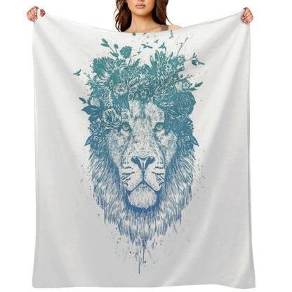 Floral Lion Throw Blanket