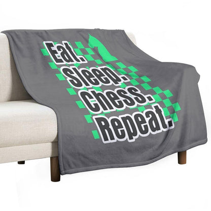 Boys Chess Eat Sleep Chess Repeat Gift Throw Blanket